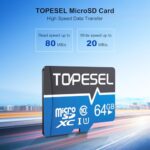 TOPESEL 5-Pack 64GB Micro SD Card Class 10 Micro-SDXC Memory Card UHS-I, High Speed Flash TF Card for Security Camera/Smartphone/Drone/Dash Cam/Tablet/PC, C10, U1, 64GB 5Pack