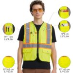 AK A-KSAFETY Yellow Security Vest for Drone Pilots – High Visibility Safety Vest with Reflective Strips and Construction Work Features (XL)