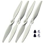 XOAR Black Eagle 9440 (9.4×4) White Wood Quadcopter Propellers 2CW, 2CCW 9.4 inch Props for Drones with Nut Caps (2 Pairs)