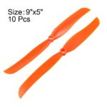 uxcell RC Propellers CW 9050 9×5 Inch 2-Vane Fixed-Wing for Airplane Toy, Nylon Orange 10pcs with Adapter Rings
