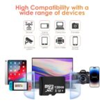 SARMERT Memory SD Card 128GB, U3 UHS-I Ultra Storage TF Card Waterproof Full HD 4K UHD for Dash Cam C1 5K, M571, M572, DC42, LS07, Body Cams, Security Cams, Smartphones, Tablets, Camera, Drone