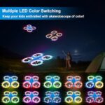 Drones for Kids 2 Pack with Dazzle Colorful LED Lights, Mini Drone for Kids 2 Batteries Remote Control Headless Mode,3D Flip,Altitude Hold, Three Speeds, Flying Toys for Boys Girls Gifts, Black/Blue