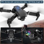 Drone with Camera for Adults Kids, Foldable RC Quadcopter, Helicopter Toys, 4K Dual Cameras Drone for Beginners, One Key Start, Altitude Hold,Headless Mode,3D Flips, 2 Batteries, Carrying Case-Black