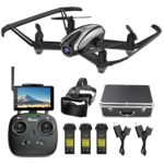 Drone with Camera, Potensic RC Quadcopter 720P HD Live Video 5.8Ghz FPV 5 Inch Screen Monitor Headless Mode & Altitude Hold Function & Carrying Case & VR Glasses