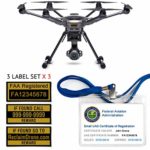 Yuneec Typhoon H – FAA Drone Labels (3 Sets of 3) + FAA UAS Registration ID Card for Hobbyist Pilots + Lanyard and ID Card Holder