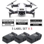 Mavic AIR – Artic White – Drone Labels (3 Sets of 3) Customized – 2 Sizes, 4 Color Options