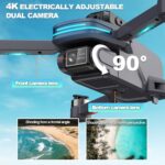 Foldable Drone with 1080P Electrically Adjustable Dual Camera for Beginner, Brushless RC Quadcopter with Altitude Hold, Carring Case, Headless Mode, One Key Take Off/Land, Obstacle Avoidance