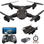 Drone with Camera Live Video, Teeggi VISUO XS809S WiFi FPV RC Qudcopter with 720P HD Camera Foldable Drone for Beginners – Altitude Hold Headless Mode One Key Off/Landing APP Control Long Flight Time