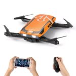 RC Quadcopter with 720P HD Wi-Fi Camera, FPV Mini Drone H818 Selfie Drone Foldable with Protective Case Gravity Sensor Control Altitude Hold for Kids and Beginners (Orange)