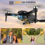 Drone with Camera, 1080P HD FPV Drones with Camera, Foldable RC Quadcopter Helicopter Toys for Boys Girls, Altitude Hold, Headless Mode, One Key Start, 3 Batteries, Black