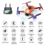 Drone, Foldable Drones with 1080P HD Camera, RC Quadcopter Helicopter Toys, FPV Drone for Adults Beginners, 2 Batteries, Carrying Case, One Key Start, 3D Flips (Orange)