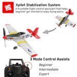 VOLANTEXRC 4-CH RC Airplane with Aileron Remote Control Warplane P51 Mustang Ready to Fly with Xpilot Stabilization System, One Key Aerobatic and One-Key U-Turn Function for Beginners (761-5 RTF)