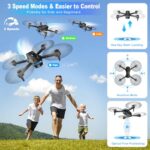 Drone with 1080P Camera for Beginners and Kids, Foldable Remote Control Quadcopter with Voice Control, Gestures Selfie, Altitude Hold, 3D Flips, 2 Batteries, One Key Take Off/Land Black