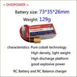 11.1V 75C 1300mAh 2PCS DHDPOWER RC Lipo Battery with XT60 Plug for RC Airplane Quadcopter Helicopter Drone FPV Car Boats Helicopter