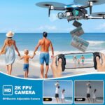 Drone with Camera, 2K HD FPV Drone with Brushless Motor, 360°Flip, Waypoint Fly, Gesture Selfie, One Key Take Off/Landing, Foldable Mini Drone for Beginners