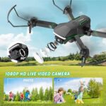 Drone with Camera for Kids – RC Helicopter Boy Gifts Toys, Mini FPV Drones with 1080P HD Camera, Foldable Remote Control Quadcopter with One Key Start, Stable Hover, Gesture Selfie, 2 Batteries, Black