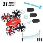 Mini Drone for Kids and Beginners, Remote Control Helicopter Quadcopter with 3 Modular Batteries, Headless Mode, Auto Hovering, 3 Speed Modes, Indoor RC Pocket Plane Gift for Boys and Girls, Red