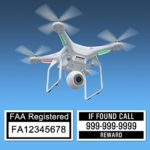 FAA Drone Labels (2 sets of 3) designed – 2 Size options, 3 Color options