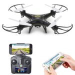 Holy Stone HS110 FPV RC Drone with Camera 720P HD Live Video WiFi 2.4GHz 4CH 6-Axis Gyro RC Quadcopter with Altitude Hold, One Key Return and Headless Mode Function RTF, Color Black