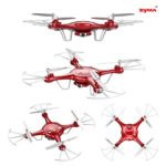Syma X5UW WiFi FPV 720P HD Camera RC Drones Quadcopter with Flight Plan Route App Control 1-Key Control Headless 360 Flips and Altitude Hold Function Two Battery Included (Red)