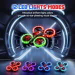 TECHVIO Drones for Kids, Mini Drone with 12 Lights Modes, 3D Flip, Circle Fly, 3 Speed Mode, Altitude Hold, 2 Rechargeable Batteries, RC Quadcopter Fly Toys for Kids Boys Girls Gifts for Christmas