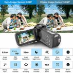 Video Camera Camcorder FHD 1080P 30FPS 36MP IR Night Vision YouTube Vlogging Camera Recorder 3.0” 270 Degree Rotation IPS Screen 16X Digital Zoom Camcorder with Remote and 2 Batteries